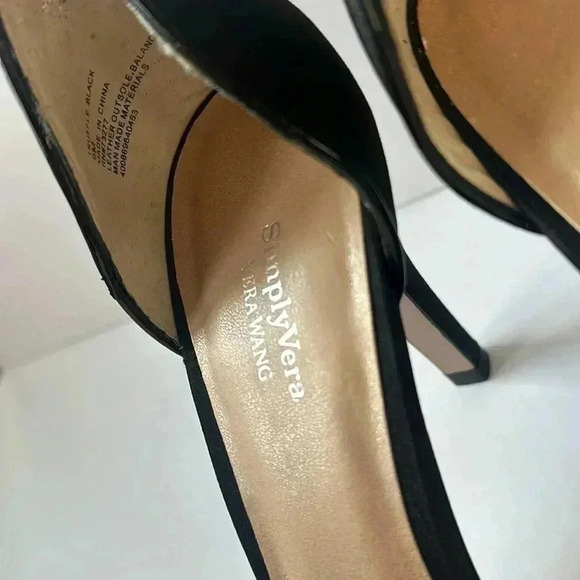 Vera Wang Black Satin D’Orsay Heels w/ Crystal Toe – Size 9 - Picture 3 of 6